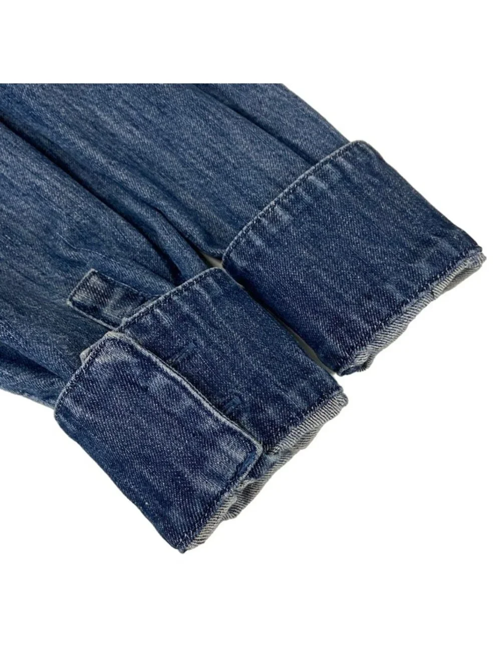 Chanel Long Sleeve Blouse S Blue Denim CC Logo Cotton 36
